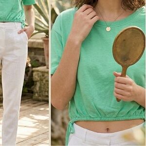 Zara Mint Green Cinched Crop Tee 🌿